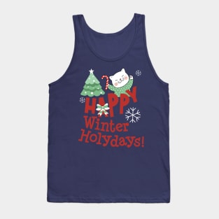 Happy Winter Holidays, Gifts For Cat Lover 2022 Tank Top